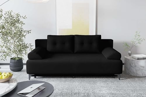 99rooms Fiora Couch Schlafsofa Sofa Velours Kronos Schwarz