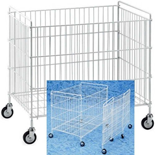 Carrello contenitore pieghevole mm.600x400x650 in tondino di ferro plastificato cestone per lavanderie industriali cesto espositore portabiancheria su ruote