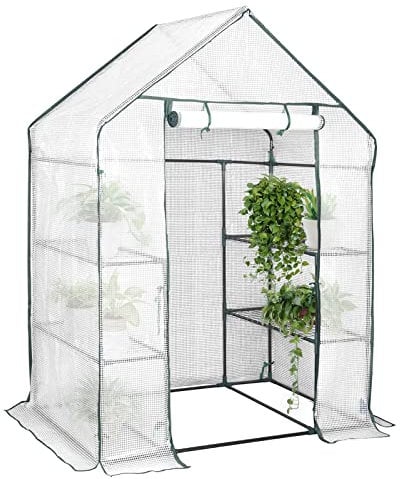 WOLTU Serra da Giardino con Telo in PE Vivaio per Piante Fiori da Balcone e Terrazzo Bianco