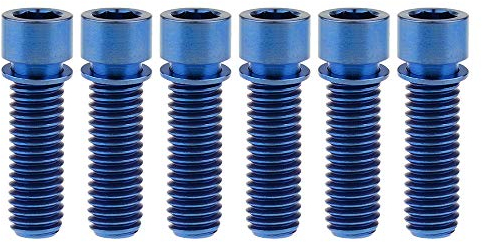 Yaruijia Titan-Bolzen M8 x 25 mm Vierkantkopf Inbusschraube mit Unterlegscheibe für BMX-Fahrradteile, 6 Stück (M8 x 25 mm, blau)
