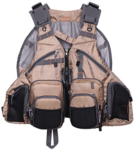 Raprance Gilet de pêche pour homme et femme - Activités de plein air - Pour pêche au bar, kaki, taille unique