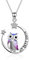 YFN Owl eulen Halskette Inspirierender Schmuck Sterling Silber Geben Sie niemals auf Eulengeschenke Moon Star Halskette für Frauen Girlsr (Purple)