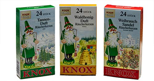 KNOX Räucherkerzen - 3er Set Wald - Düfte: Tanne, Sandel, Waldhonig - Menge: 72 - Made in Germany
