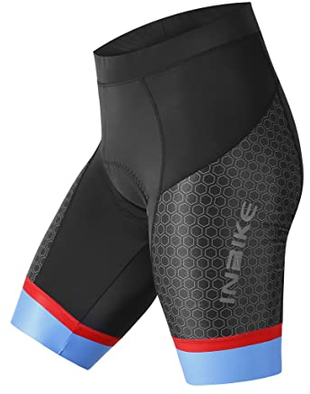 INBIKE Radunterhose Fahrradhose Herren Kurz Gepolstert Fahrrad Unterwäsche mit Sitzpolster Damen Atmungsaktiv Elastische für Radfahren Schwarz&Blau 2XL