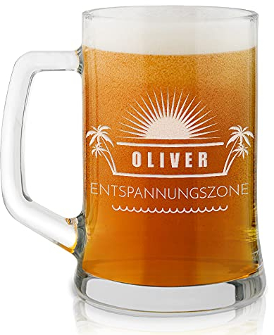 Maverton Bierkrug mit Gravur - personalisiert - 500 ml - Weihnachtsgeschenke - Geburtstagsgeschenk für Herren - Geschenkidee für Bierfreunde - Relax