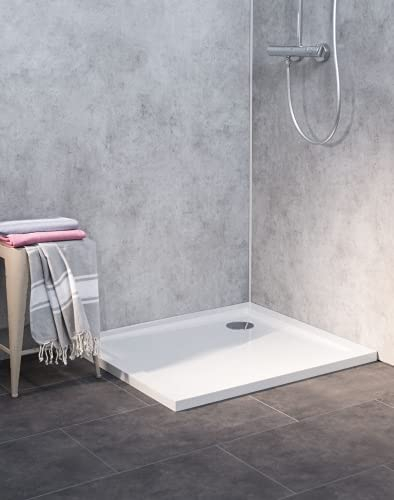 Combia Duschwanne flach Anti-Rutsch auch bodengleich Mineral-Colorat weiß Rechteck 100x80cm H=3,5cm
