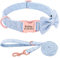 PET ARTIST Personalized Girl Dog Collars with Detachable Bowtie - Soft & Comfy Cute Dog Collar and Leash Set with Rose Gold Buckle - Adjustable Bowtie Collars for Small Medium Large Dogs,Blue,S