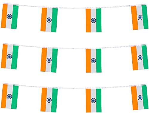 ZXvZYT India Indian Flag Banner String,Small Mini India Pennant Flags,for Grand Opening,National Sports Events,Party Festival Decorations(50 Feet 38 Flags)