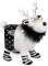 Dekofigur Hirsch | schwarz weiß | Federkragen und Brille | 16x19 cm | Keramikfigur Figur