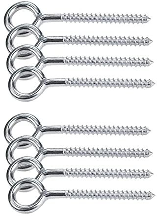 LOZOME 10 Pack T316 Stainless Steel Mini Eye Bolt Cable Railing Eye Shape Screws, Heavy Duty Screw Eyes for Metal Hook, Wood Terminal Ring Eyelet Hooks, Hammock Stand, Self Tapping Screws