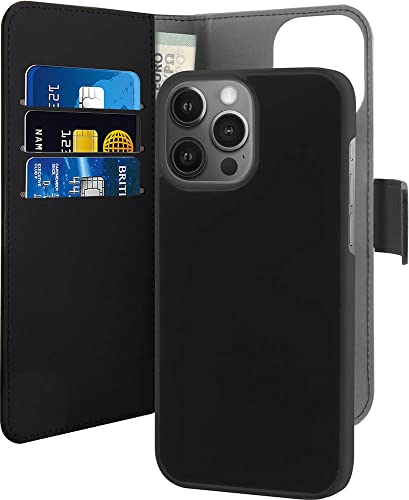 Puro Bookstyle Handyhülle;2in1;Abnehmbare Hülle;Kunstleder Kompatibel mit iPhone 13 Pro Magnetverschluss;3 Kartenfächer Schwarz