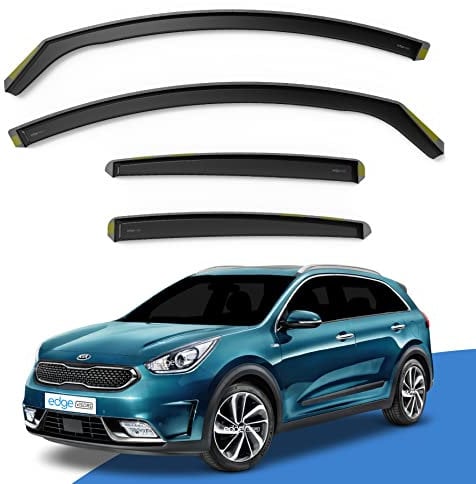 EdgeVisors Wind Deflectors | Fits: KIA NIRO (2016-2022) 5 Door SUV 4pc Set | In-Channel Rain Guards for Wind, Rain & Sun Protection, Easy Installation - Tinted