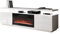 Mirjan24 Lostino - Armadio per TV con camino elettrico, con fiamma a LED realistica, fornello di cristallo, camino elettrico con riscaldamento TV Low board (con illuminazione a LED bianco/bianco