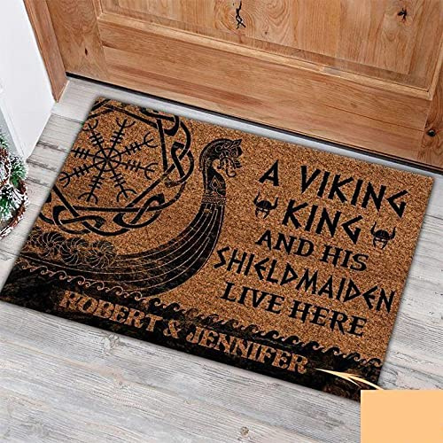 NA Door Mats Indoor front A Viking King And His Shieldmaiden Live Here Custom Name Doormat house warming gifts new home decor