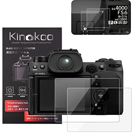 kinokoo Screen Protector + Top Soft Film for Fuji XH2S/XH2 camera, 0.25mm 9H Hardness Tempered Glass Film for Fuji XH2S/X-H2S/XH2 camera - Bubble Free& Anti-Scratch&Anti-Finger Print (2 Pack)