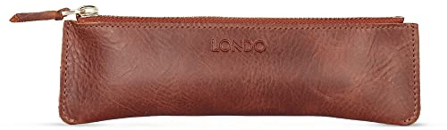 Londo Echtleder Federmäppchen mit Reißverschluss – Elegantes Bleistift Etui, Multifunktionales Schlampermäppchen und Stiftetasche für Büro, Reise & Alltag