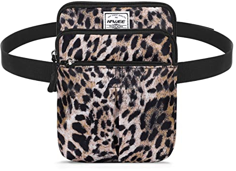 HAWEE Hüftgürteltasche für Damen und Herren, Umhängetasche, Handy, Geldbörse, verstellbarer Schultergurt, Reise-Hüfttasche, multifunktional, modisch, Bauchtaschen, wasserabweisend, Leopard, 2.4 x 7.8