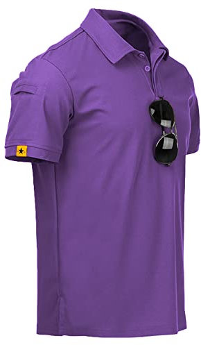 JACKETOWN Poloshirts Herren Kurzarm Atmungsaktives Schnelltrocknend Poloshirts Männer Sommer Knopfleiste T-Shirts Männer Casual Sport Shirt Basic Regular Fit Golf Polohemd(Violett-L)