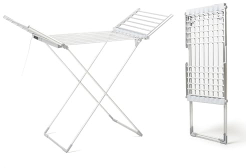 Bastidores de Secado Eléctricos para Secar la Ropa de 230W, Tendedero Eléctrico de 220-240v con 20 Barras Calentadas, Plegable Tendedero De Ropa con Calefacción Eléctrica