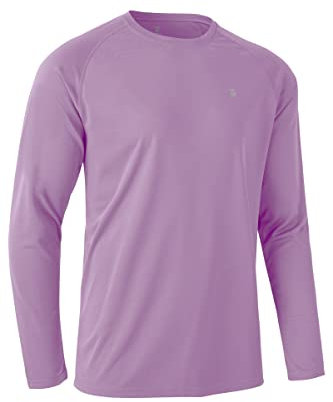 Rdruko Mens UV Protection Long Sleeve Tops UPF 50+ Quick Dry Rash Guard Shirt for Running Sport Fishing Hiking Swimming Lilac L