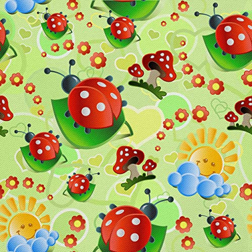 HEKO PANELS Stoff Oxford Wasserdichte Meterware Canvas-Stoff Polyester Stoff Zum Nähen Nähstoffe Dekostoffe Wasserabweisend Blickdicht Marienkäfer Insekten 1 Meter 155 x 100 cm, DR056