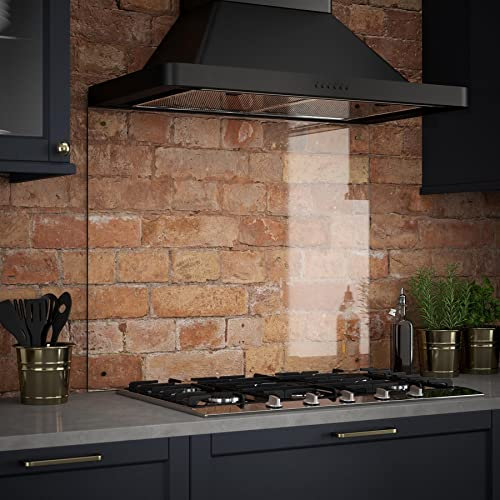 Clear Glass Splashback with Brass Caps - Kitchen Sink & Hob Back Panel - 900 x 700mm