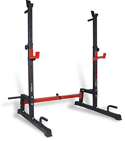 ZERRO Verstellbare Kniebeugenständer Langhantelablage Höhenverstellbarer Squat Rack Multi-Funktions barbell rack bis 120 kg für Sportstudio Zuhause, Color:DHTAL011A0000rot