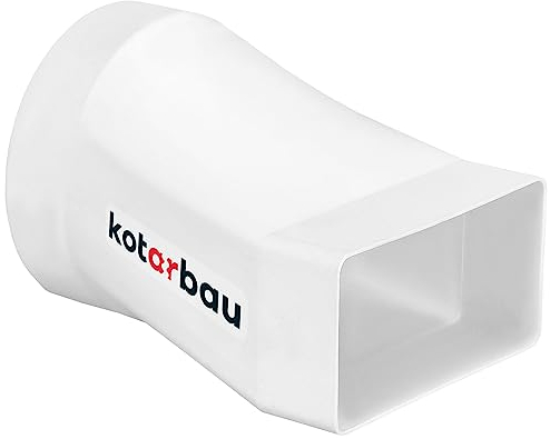KOTARBAU® Rechteckiger Rohrverbinder 55 x 110 mm für Rundrohr ⌀ 100 mm Kunststoff Adapter Rohrverbinder Abluftkanal Reduzierstück für Lüftungssysteme Weißes Flachkanal auf Rundrohr Übergangsstück