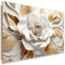 Feeby Wandbild Blumen 3D Blumenmotiv 60x40 cm 1 tlg Schlafzimmer Modern Deco Panel MDF Kunstdruck Wand Bild Wanddeko Design Wohnzimmer Büro Flur Hotel Spa Natur Botanik Pflanzen AI Weiß