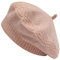 ZLYC Damen Baskenmütze Klassische Französischen Barett Einfarbig Warm Beret(Kabelstrick Rosa)