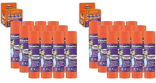 CLEOPATRE Clécostick Purple Cléopâtre-BA8-18x12-Cléo'Stick Boîte Colle Violette 8 g, Lot de 24 bâtons de 8g, Set de 96 Pièces