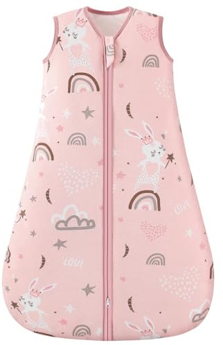 Looxii Baby Schlafsack Winter Baumwolle Winterschlafsack 2.5 TOG Schlafsäcke Warm Babyschlafsack Neugeborene für Herbst Winter Pink Kaninchen 12-18 Monate