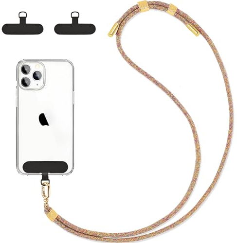 DiDaDi Handykette Universal zum Umhängen,Handyband Geeignet für alle Smartphones,Handyschnur Schlüsselband mit 2 Pad Kompatibel mit Alle Smartphone Lanyard (Regenbogen)