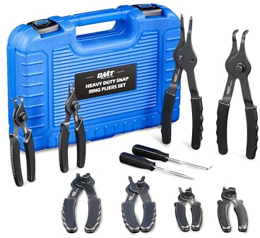 OMT Snap Ring Pliers, 10Pc Internal External Circlip Set With Hook And Pick