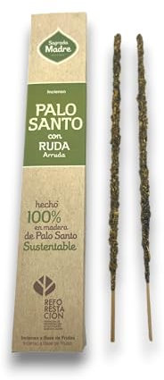 Sagrada Madre, Handgefertigtes Räucherstäbchen Palo Santo mit Ruda, ideal für Meditation und Achtsamkeit, 8 Stäbchen