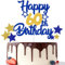 Gidobo 60th Birthday Cake Toppers, Blue Gold Glittery Cake Decorations with Stars, Sixty Years Old Birthday Party Supplies for Men and Women
