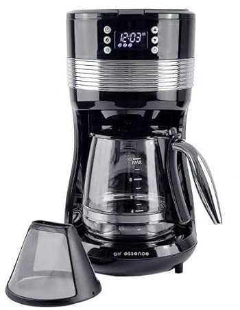 Air Essence Aroma Overflow Filterkaffeemaschine, Schwarz, Coffee Machine, Kaffeemaschine, Wassertank - 1,4 Liter, 10 Tassen, Kaffeemaschine Filtermaschine, Eleganz und Effizienz Beim Kaffebrühen