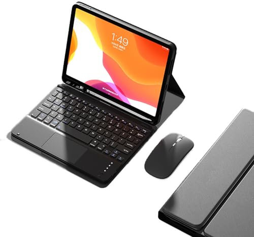 EHLCYS Custodia con Tastiera Touchpad per Samsung Galaxy Tab S6 Lite 10,4 Pollici Modello 2022/2020 (SM-P610/P613/P615/P619), Cover Posteriore Morbida in TPU, Tastiera Wireless Rimovibile,Nero