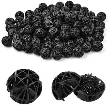 Wisebom 100 Stücke Bio Filterbälle Aquarium 16mm Bio Poröse Filter Biochemische Ball für Filtration Reinigung, Teich Brunnen Filtermedium für EX Außenfilter, Reduziert Anzahl Wasserwechsel