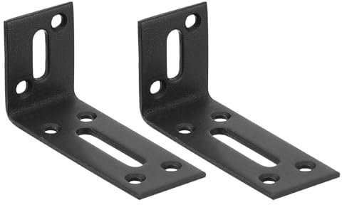 sourcing map Adjustable L Corner Braces, 2Pcs 80 x 40 x 30mm Cold Rolled Steel L Corner Code, 90 Degree Slotted Angle Brace Bracket for Furniture Mending, Black