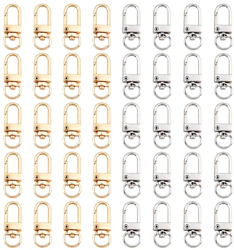 Rebanky 40 Stück Karabinerhaken Metal Hummer Krallenverschlüsse, Karabinerhaken mit Drehgelenk, Trigger Snap Hook, 360° Drehbar Karabinerhaken, Karabinerhaken mit Drehgelenk für DIY Taschen Basteln