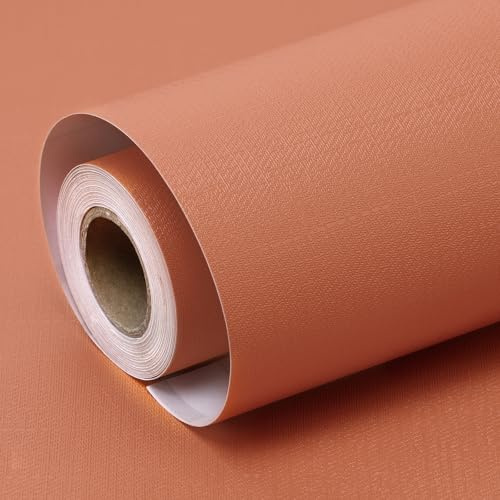 Amiya Orange Peel and Stick Wallpaper Solid Color Textured Contact Paper Pure Orange Self Adhesive Wallpaper Matte Removable Wall Paper Decorative Walls Decal Vinyl Roll 15.7×480