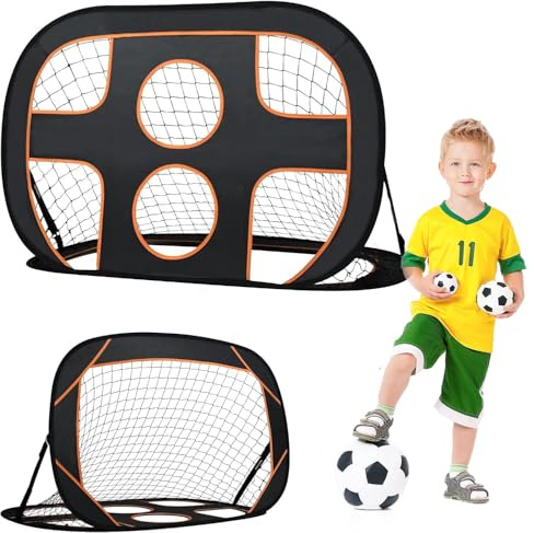 FIVMEN 2 in 1 Fussballtore für Garten Kinder Fußballtor Pop-Up mit Torwand Faltbar Fussball Tor inkl. Tragetasche Sport Kickback für Garten Indoor-Outdoor, 121x80cm