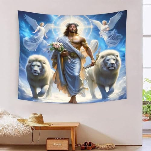 YTPONBCSTUG Gott Jesus Wand Teppich Tapestry Cartoon bunt Wandbehang Für Wohnheim Schlafzimmer Wandbehang Dekoration 150cmx200cm