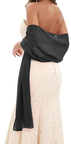 GIBZ Damen Chiffon Elegant Lang Schal Einfarbig Transparent | Schals Tücher Halstuch für Abendkleid Hochzeit Stola 200x45cm