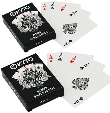 Kyto Pokerkarten Set professionelles Kartendeck - 2er Set Hochwertige Poker Cards für Texas Hold Em Enthusiasten und Profis - Blackjack Karten Spielkarten Set