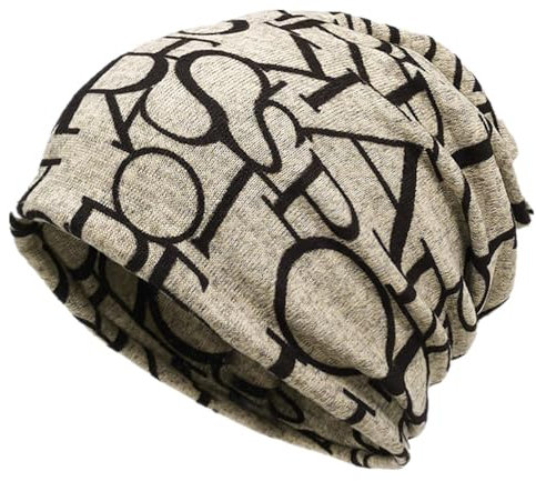 LANLYLGQ Beanie Leicht Long Jersey Mütze Schal Unisex Herren Damen Slouch Strickmütze Dünne Kopfbedeckung (DE/NL/SE/PL, Alphanumerisch, Einheitsgröße, Khaki)