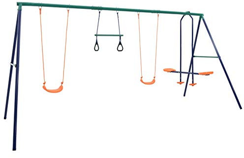 Tidyard Ensemble de balançoire et Anneaux de Gymnastique 4 Places Acier