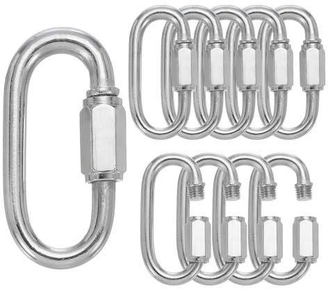 PATIKIL M6 Quick Link Chain Connector, 10 Pcs 1/4 304 Stainless Steel Locking Quick Chain Repair Links for Towing Swing Outdoor Equipment, 873 lbs Capacity