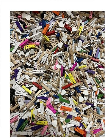 Lot de 800 mini pinces décoratives en bois - Mini pinces à linge - Mélange XXL